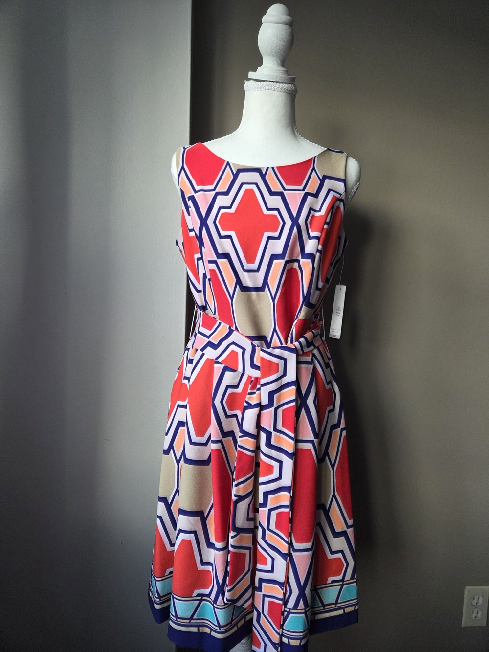 Signature by Robbie Bee Geometric Fit & Flare Dress 6P NWT